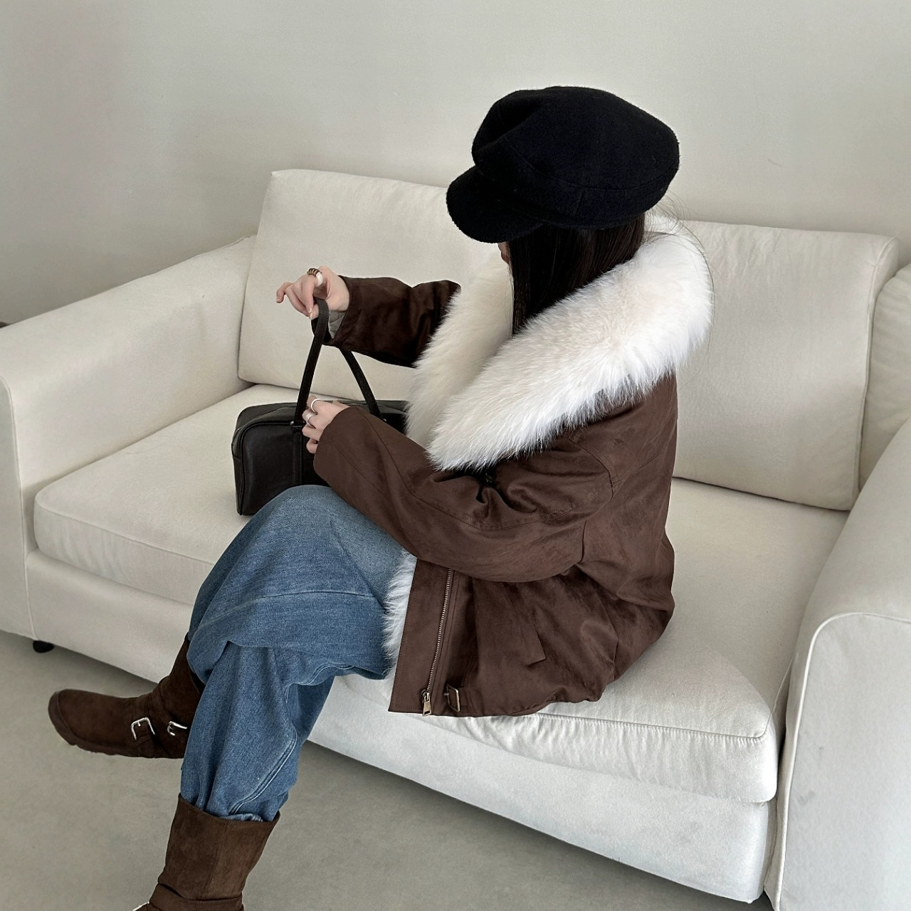 New Winter Women's Clothing with Detachable Oversized Fox Fur Collar, 90% Down, Cowhide down Jacket, Non-Returnable, Non-Exchangeable