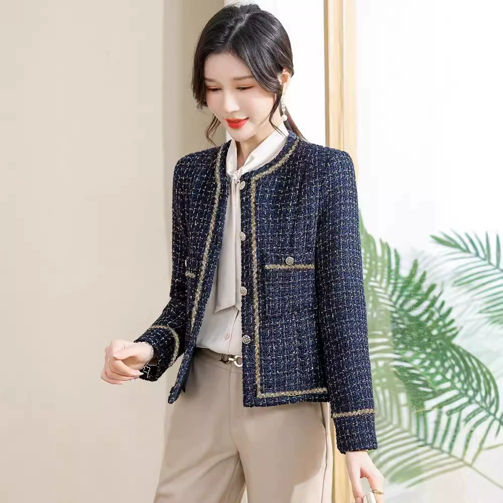 Осенняя куртка для мамы, модный кардиган Chanel, стиль западный, цвет зелёный скрытый, размеры XL-5XL