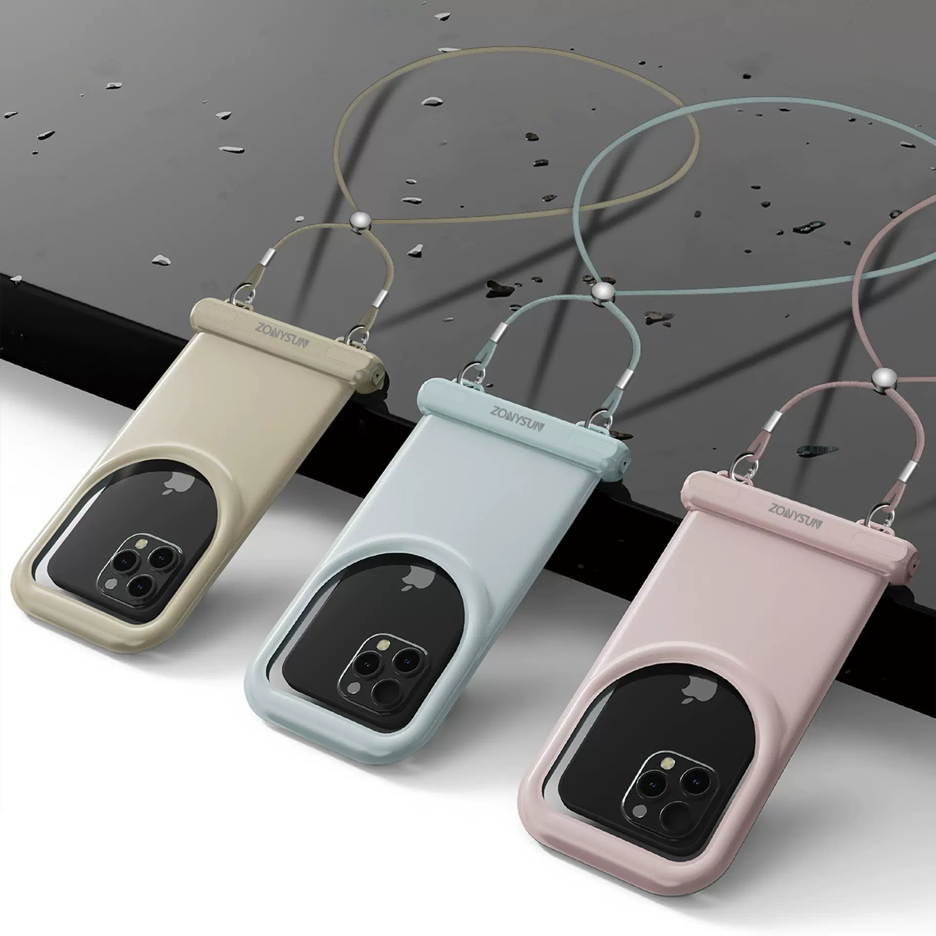 新品海绵漂浮手机防水袋PVC可触屏游泳潜水漂流防水手机袋手机套