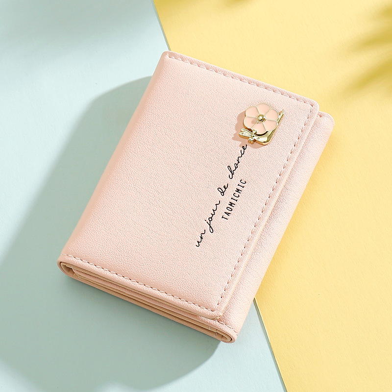 2025 New Japanese and Korean Fresh Style 70% off Short Wallet for Women Simple Trendy Compact Ultra-Thin Student Coin Purse