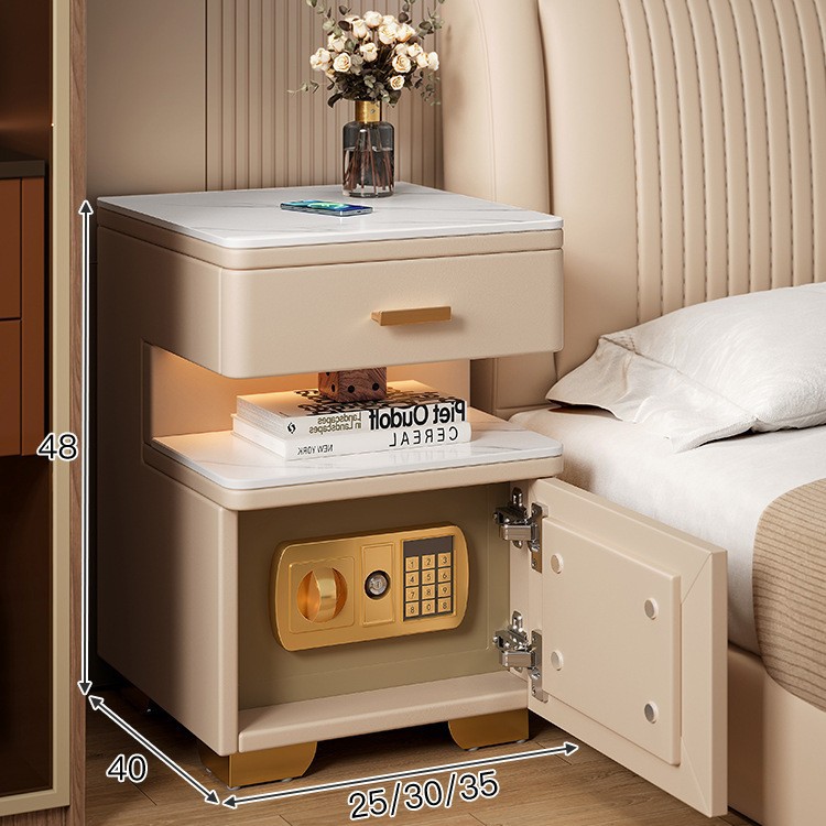 Cofre de cabecera inteligente, lujo ligero, sensación de alto nivel, estante de cabecera de cama moderno y pequeño.