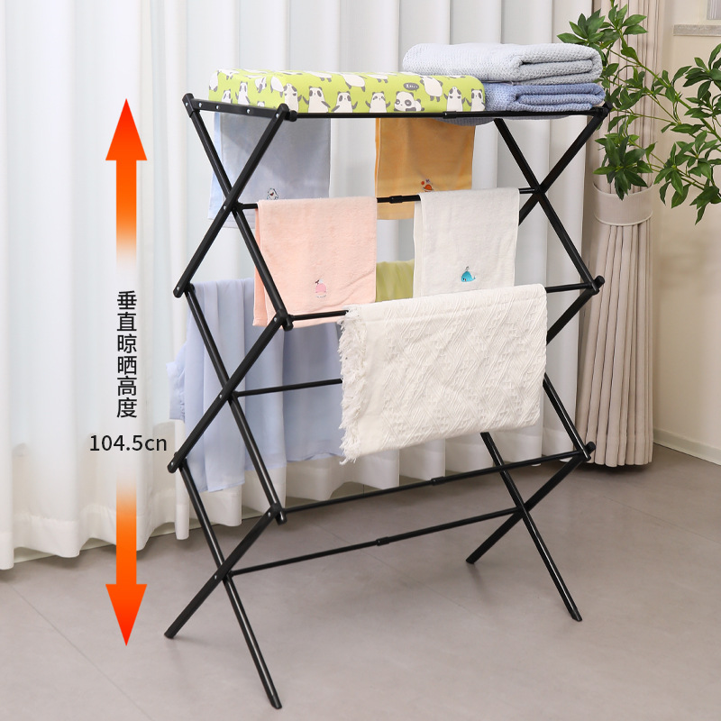 Transfronterizo estante de ropa plegable extensible estante de toallas extensible piso mayorista simple varilla de ropa de piso doméstica