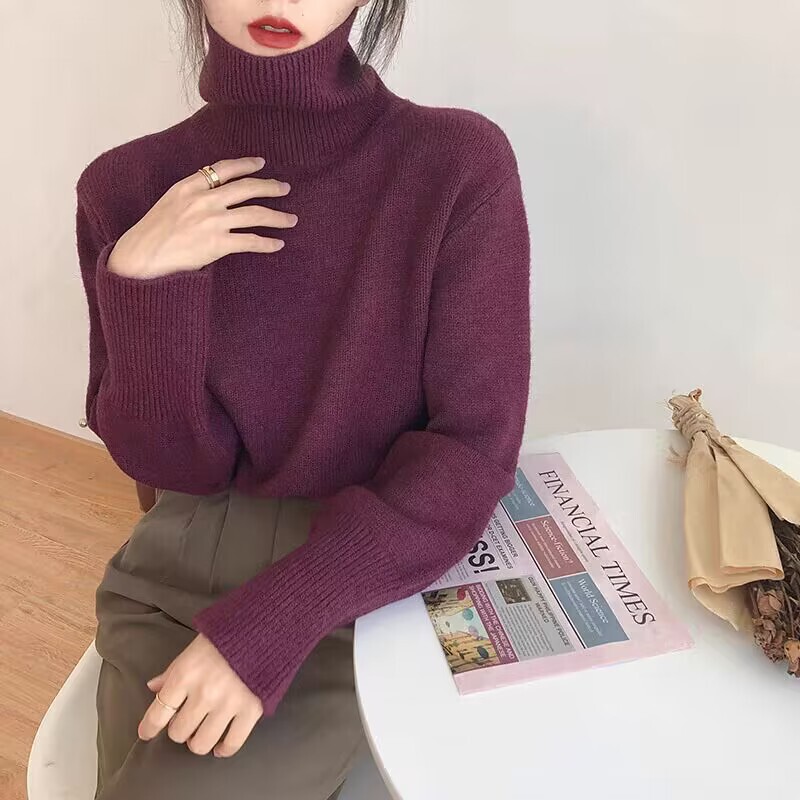 一件代发秋冬加厚一体绒加绒毛衣女冬半高领内搭水貂绒打底衫潮|undefined