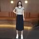 Summer Skirt Women's Loose Straight Casual Eight-point Wide-leg Pants Breathable High Waist Unglowing Elegant Workwear Culottes