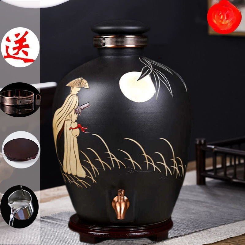 Керамическая винная банка Цзиндэчжэнь 10кг 20кг 30кг 25kg винная банка бытовая винная банка с краном герметичный винный горшок