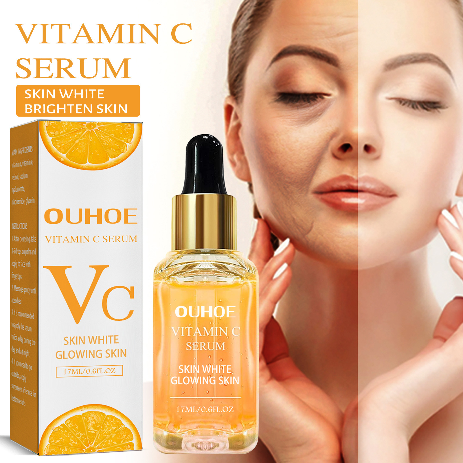 OUHOE Vitamin C Hydratační rozjasňující esence pro rozjasnění, hydrataci, zpevnění a vyhlazení jemných vrásek_voghion.com