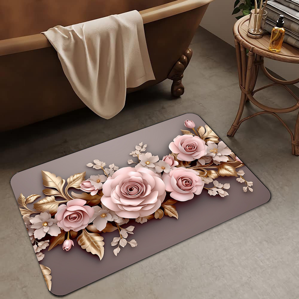 Alfombrilla de barro de diatomeas de flores tridimensionales de lujo ligero transfronterizo, alfombrilla de baño, alfombrilla de pie absorbente y antideslizante para el hogar, alfombrilla de entrada