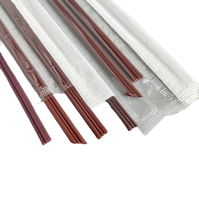Paja de café desechable de doble agujero de tres agujeros de 18cm señaló bolsa de papel independiente de la película barra de mezcla de café
