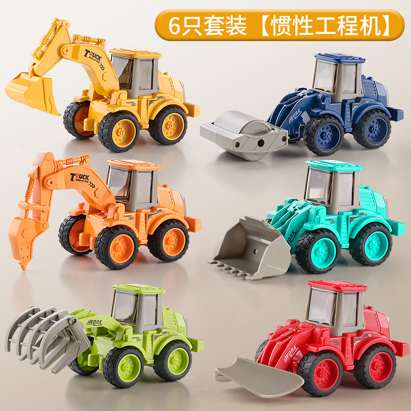New Children's Toy Construction Vehicles, Simulated Excavators, Road Rollers, Bulldozers, Inertia Vehicle Models, Cross-Border Wholesale Factory