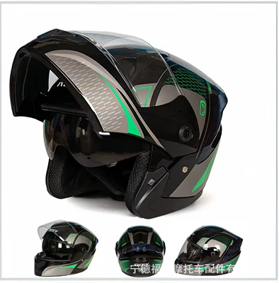 Motosiklet kaskı (dəbilqə) — Foreign Trade Motorcycle Helmets for - 511-2-black-green-abs-is-wear-resistant-and-drop-resistant