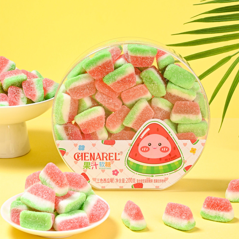 New Watermelon Candy Juice Gummy Box 200g Multi-Flavor Qq Gummy Kidsren's Casual Candy Snacks