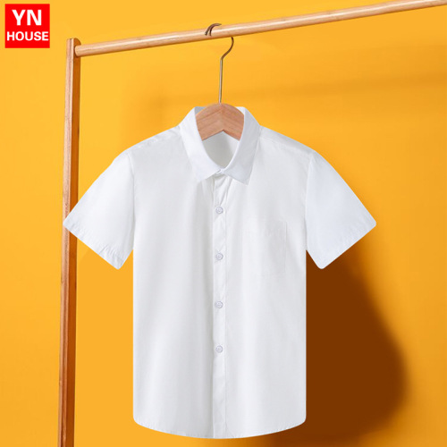 Children's short-sleeved white shirt boys summer thin short-sleeved white shirt girls performance uniforms primary school students pure cotton school uniforms