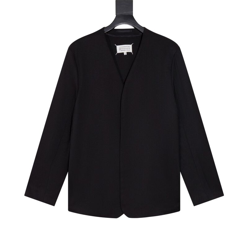 Majila Collarless Suit Mm6 Style Virgin Wool Normcore Low-Key Design Loose Casual Jacket for Men and Women