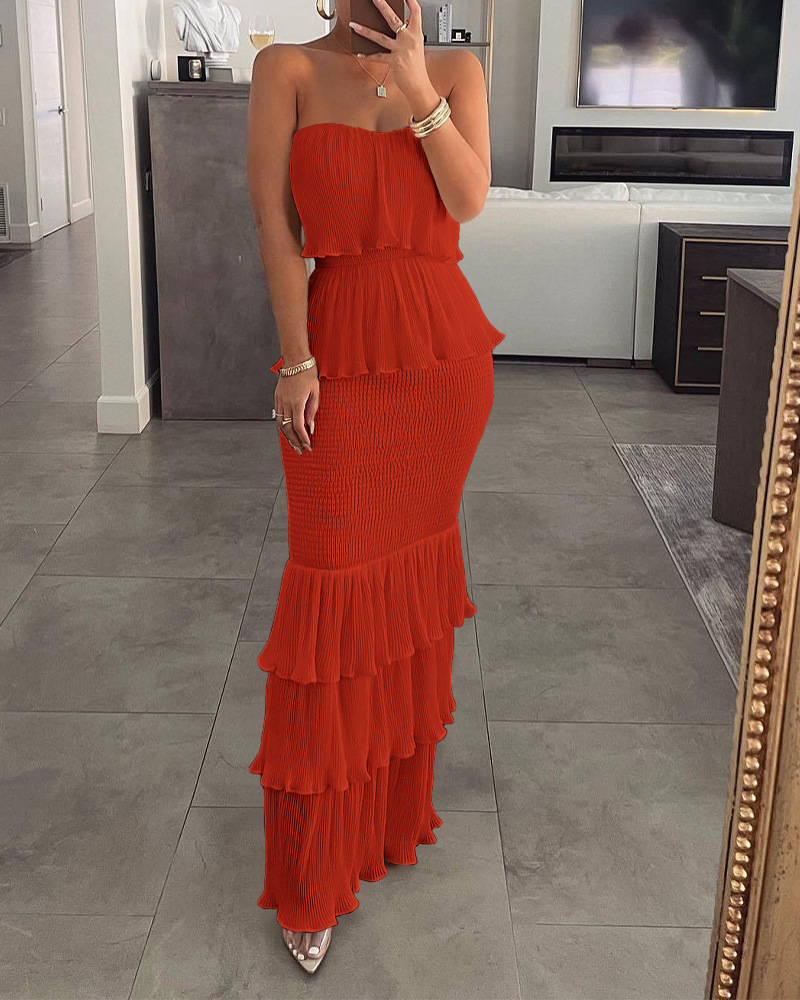 Women's Sheath Dress Sexy Strapless Sleeveless Solid Color Maxi Long Dress Banquet display picture 7