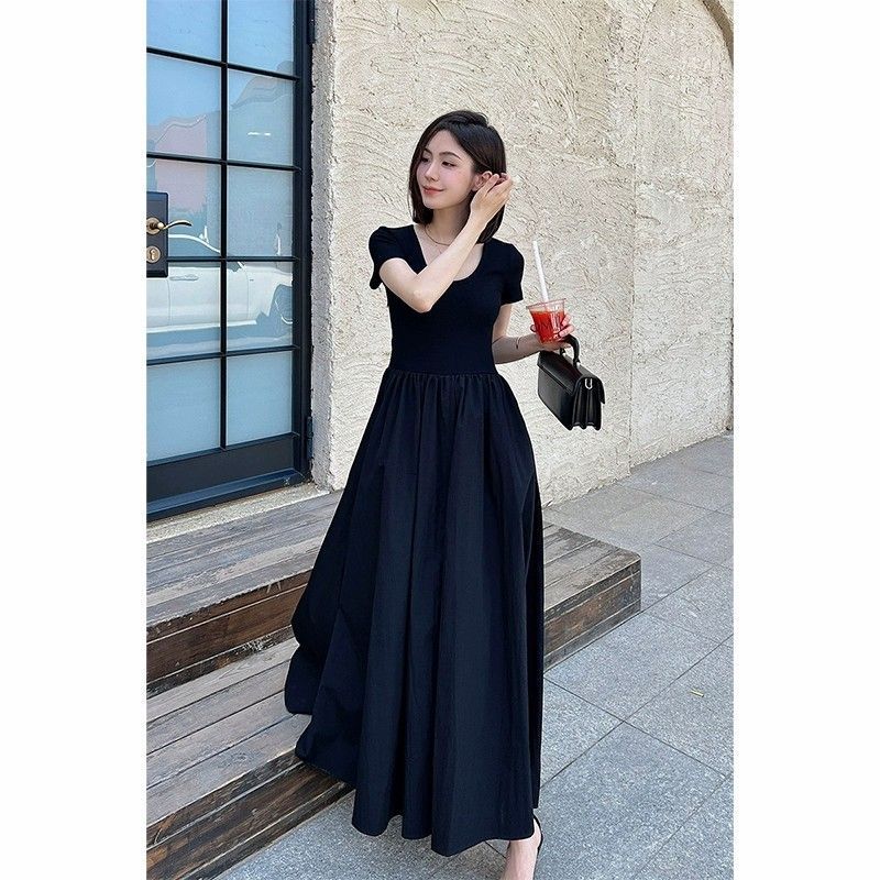 Black summer short sleeve dress