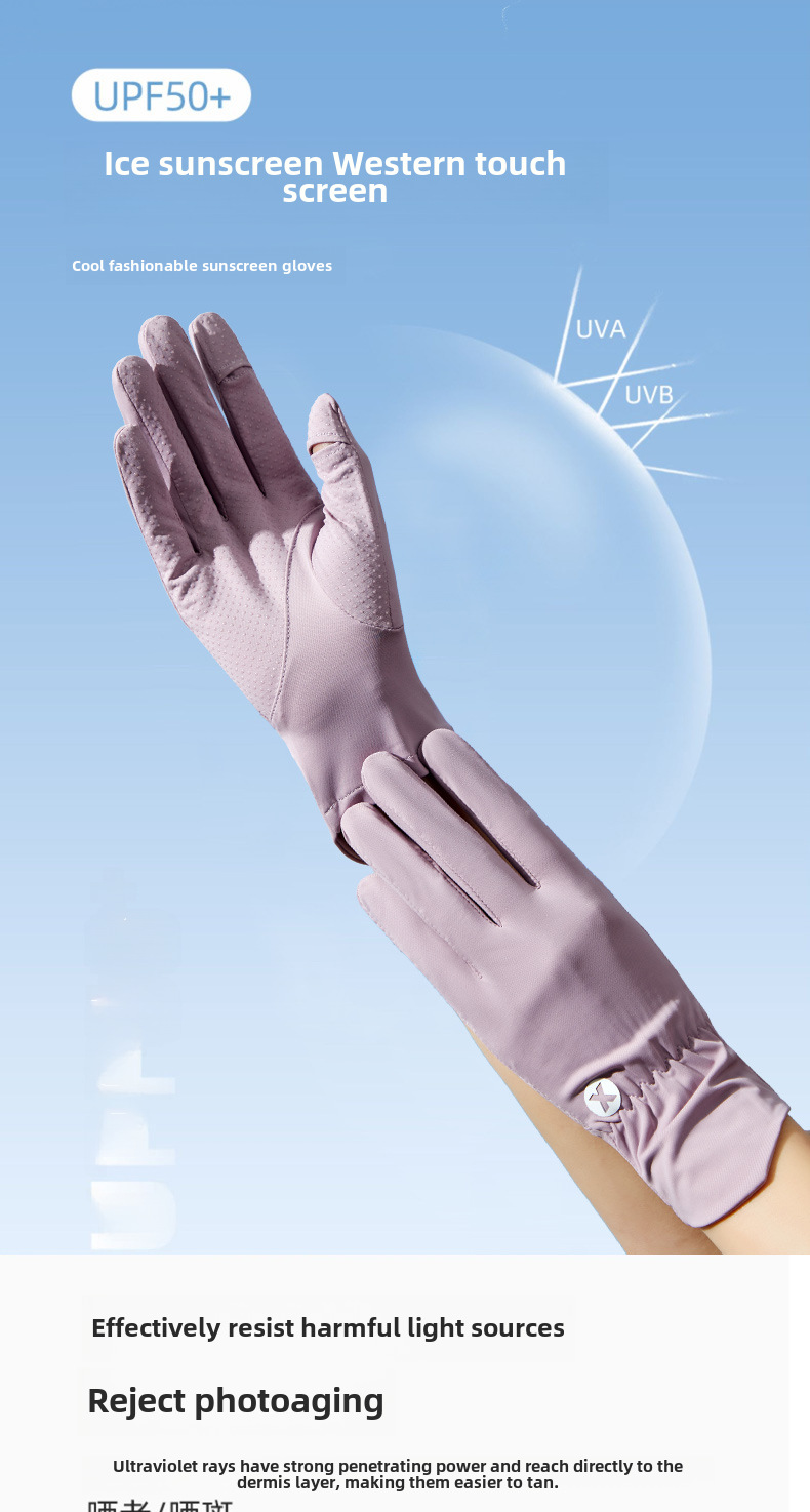 Sunscreen Gloves Women's Ultraviolet Protection Flip Thin Summer Ice Silk Breathable Fashion Electric Bicycle Bike Driving Finger_maomaolike.com