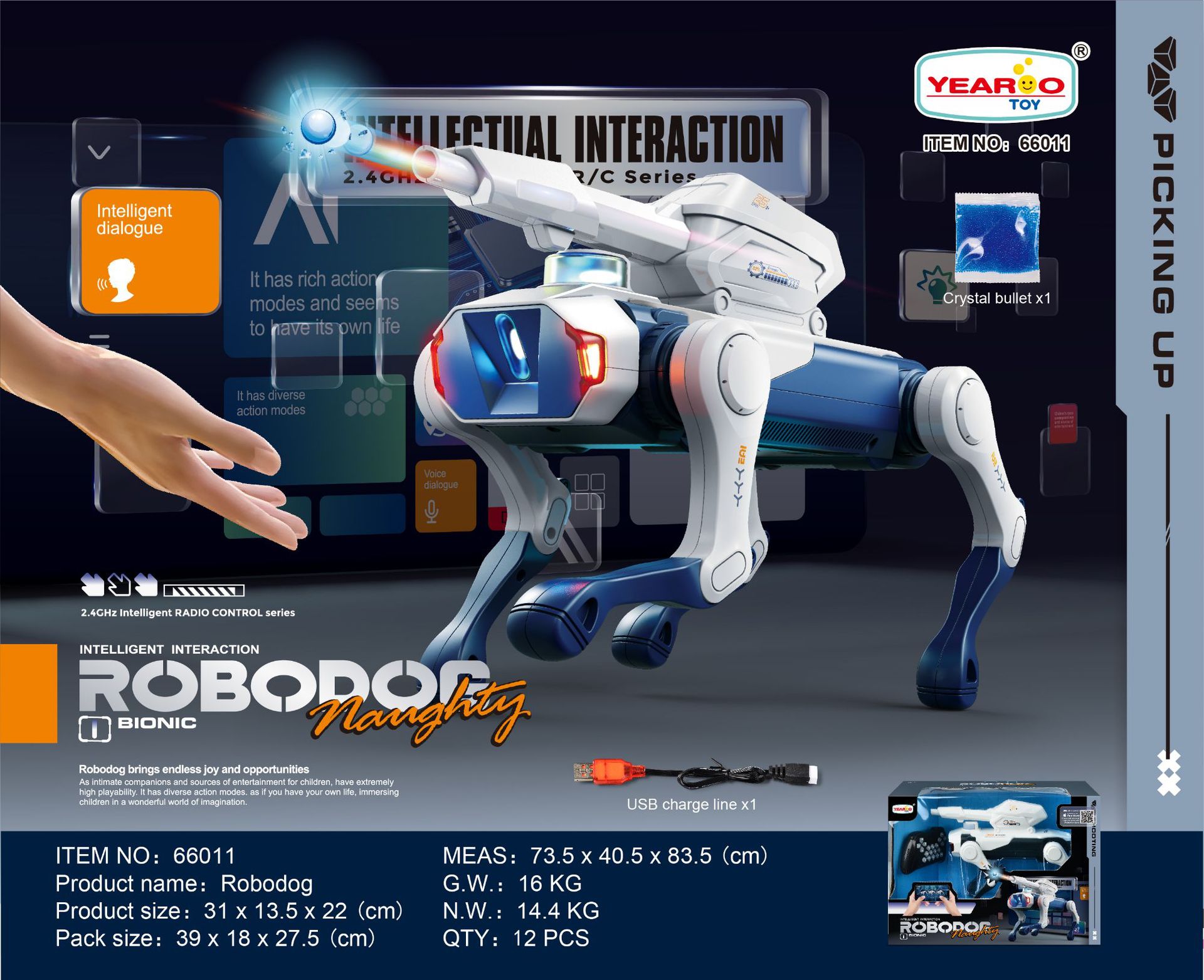 robot inteligente de control remoto perro con brazo robótico función de rebote juguete de programación