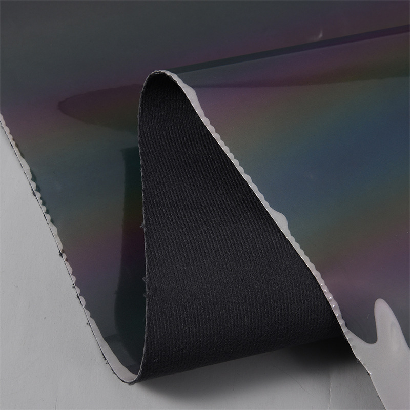 工厂供应柔软无皱折幻彩炫彩反光PU 汽车装饰座椅渐变色反光PU