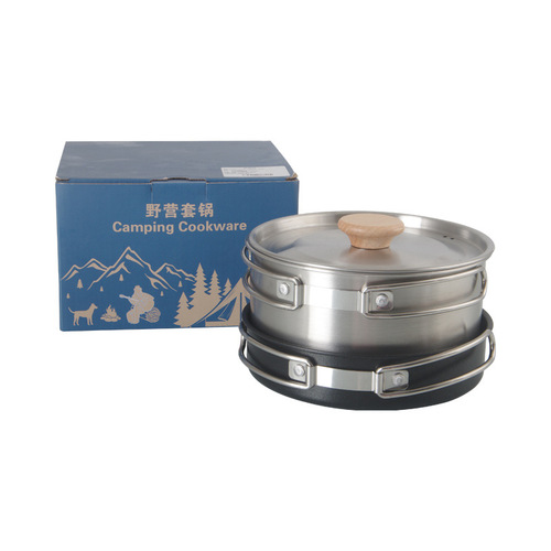 Outdoor camping pot set camping picnic portable folding cooker multifunctional combination pot set