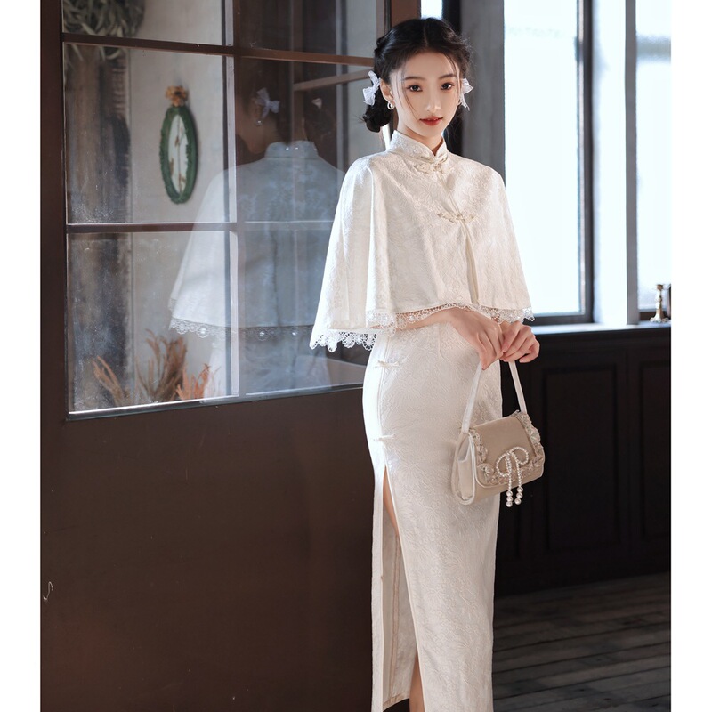 Si Teng's Same Style New Summer High-End Lace Cheongsam Long Improved National Style Cheongsam Dress Young Style