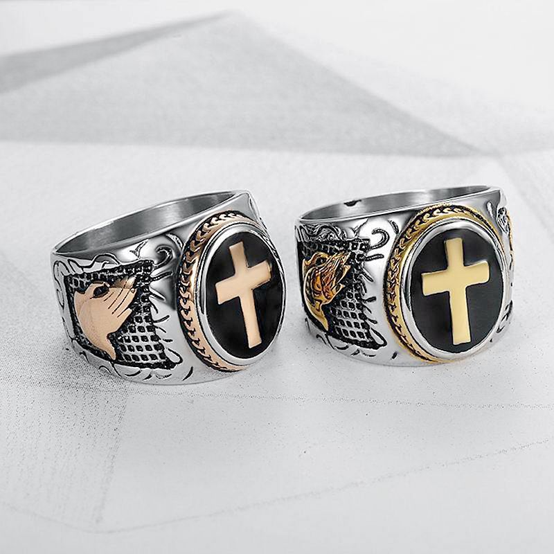 1 Piece Hip-hop Cross Titanium Steel Plating Men's Rings display picture 4