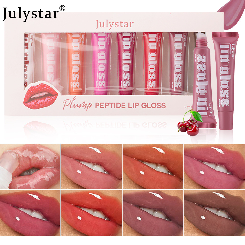Julystar Fruit-Flavored Long-lasting Moisturizing Lip Gloss, Lustrous and Transparent 8-piece set, Lip Moisturizing Cream, Wholesale Lip makeup undefined