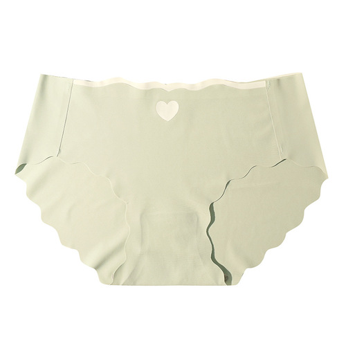 Japanese girl ice silk love underwear women's thin mid-waist large size breathable pure cotton crotch seamless sexy underwear for women