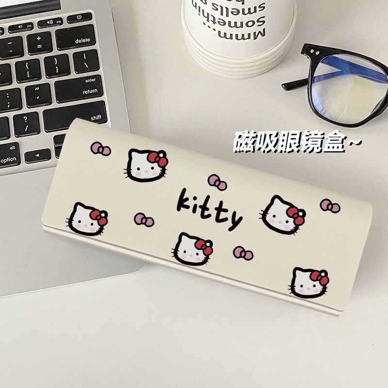 Cartoon Hello Kitty High-Looking Student Portable Myopia Sunglasses Glasses Case Anti-Stress Magnetic Eye Box Pu Leather for Women Cartoon Hello Kitty High-Looking Student Portable Myopia Sunglasses Glasses Case Anti-Stress Magnetic Eye Box Pu Leather for Women