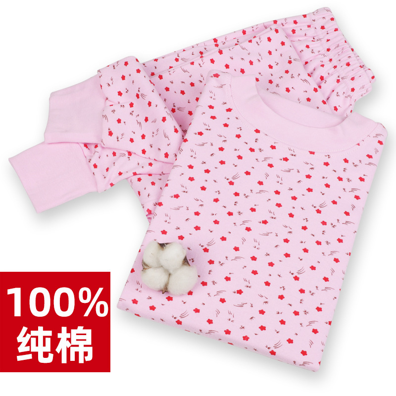 100% cotton long johns women's cotton thermal underwear suit thin old-fashioned cotton sweater for middle-aged and elderly people autumn and winter