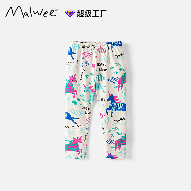 Malwee niñas leggings transfronterizas primavera y otoño nuevos pantalones de cintura elástica para niños impresión extranjera ropa infantil europea y americana image 6