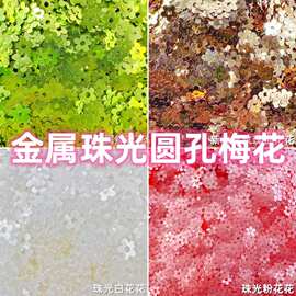 金属珠光圆孔梅花樱花流麻美甲亮片闪粉滴胶史莱姆金葱粉甲油胶