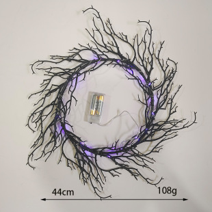 Halloween dead branch Garland simulation rattan ring purple light strip decoration wreath door hanging decoration party artificial dead branch