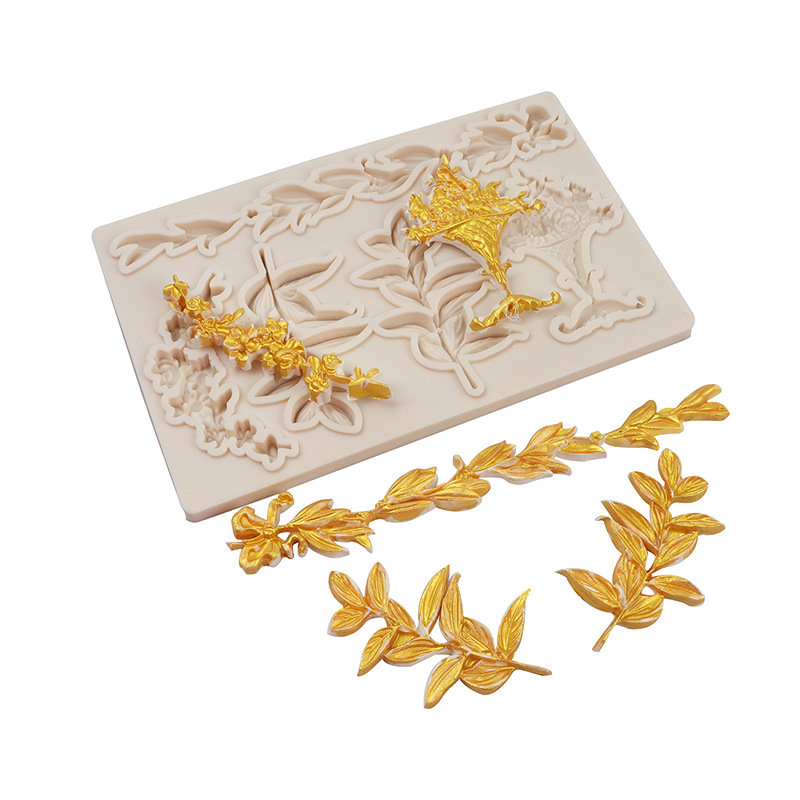 Epoxi molde flor cesta hojas Fondant chocolate molde flor cake borde decoración molde de silicona molde para hornear