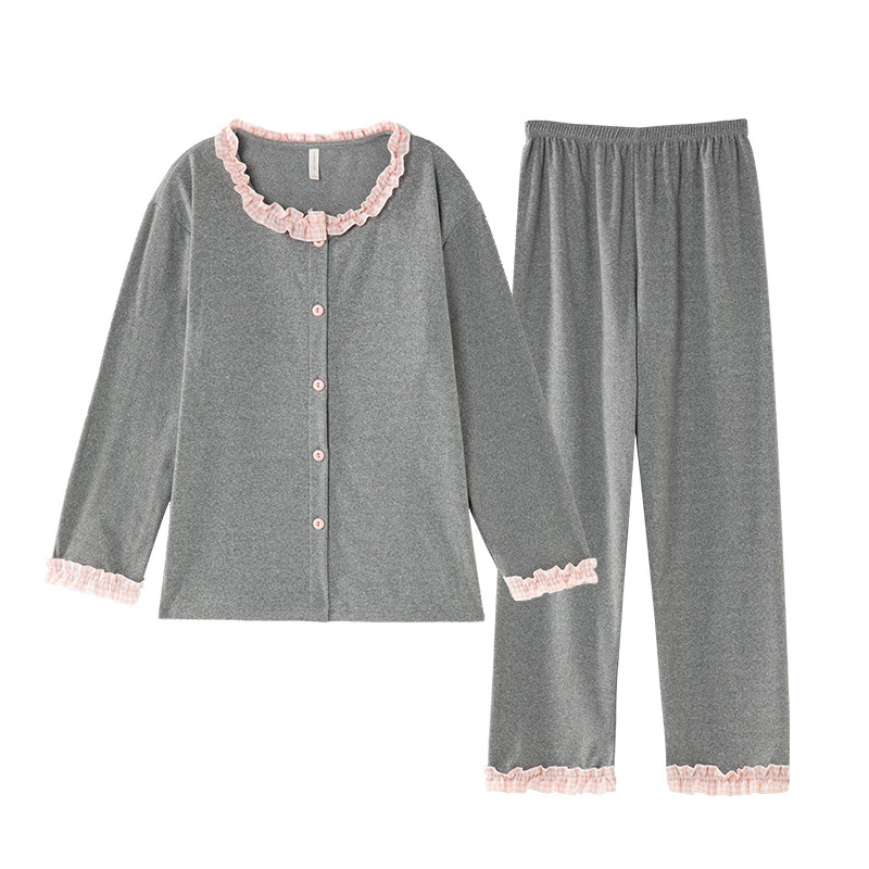 Women's Winter Homewear, Round Neck Long-Sleeved Two-Piece Pajama Set, Warm and Suitable for Wearing Outside, Direct Sales from the Manufacturer Women's Winter Homewear, Round Neck Long-Sleeved Two-Piece Pajama Set, Warm and Suitable for Wearing Outside, Direct Sales from the Manufacturer
