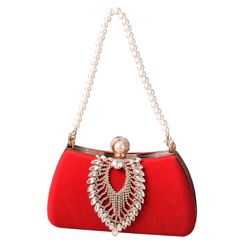 Bolsa de cena de terciopelo de moda transfronteriza caliente bolsa de vestido noble negro bolsa de cheongsam retro bolsa de novia de fiesta