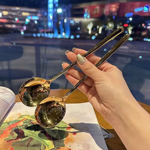 304 stainless steel Korean round spoon long handle Korean spoon jingle spoon home restaurant rice spoon watermelon spoon spoon