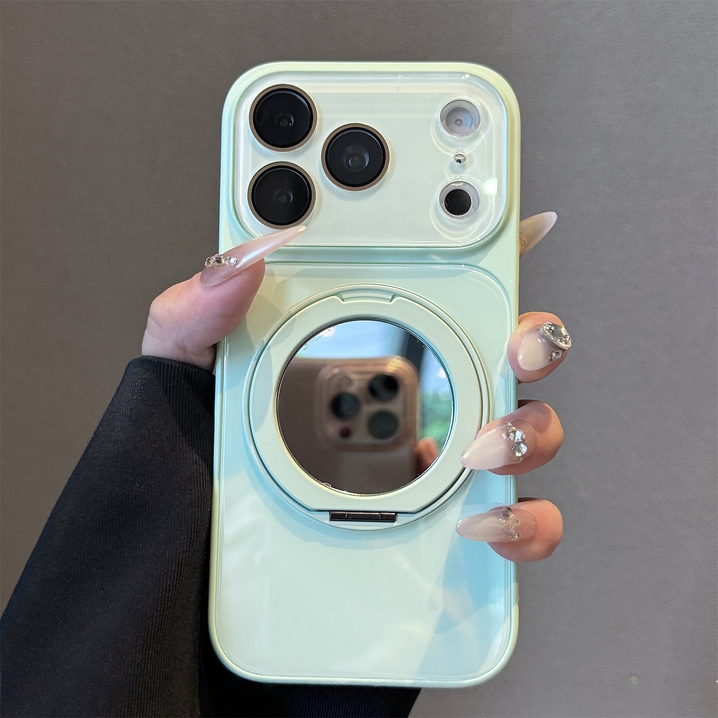 Funda Magnética de Vidrio para iPhone 17 Pro Max con Soporte Giratorio de Espejo, Antigolpes