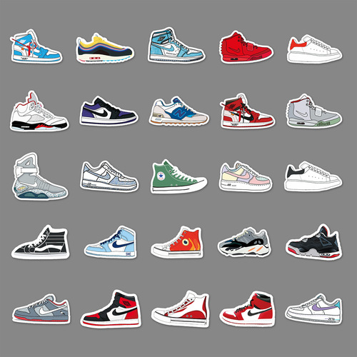 84 unique sneaker graffiti stickers luggage laptop skateboard car phone waterproof sticker