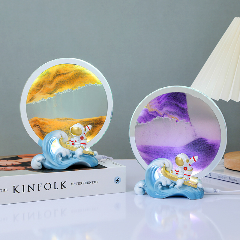 New quicksand painting night light living room office hourglass lamp ornaments creative desktop decorations for boys gifts