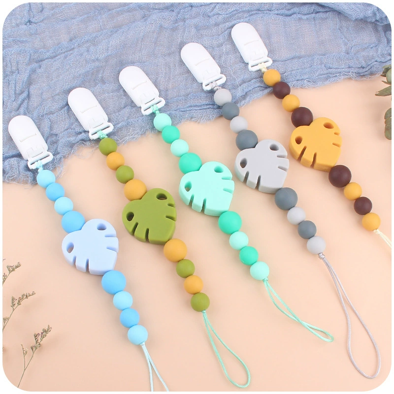 Детские товары Цепочка для соски Креативные Детские Мультяшные листья Силиконовые укусы Молярная анти-капельная цепь Новинка