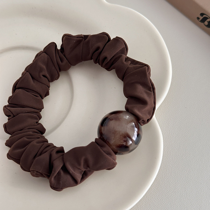 Corda per capelli elastica con pieghe a forma di palla leopardata in stile coreano, con elastico per capelli, per celebrità, accessori per capelli, per ragazze, N_voghion.com