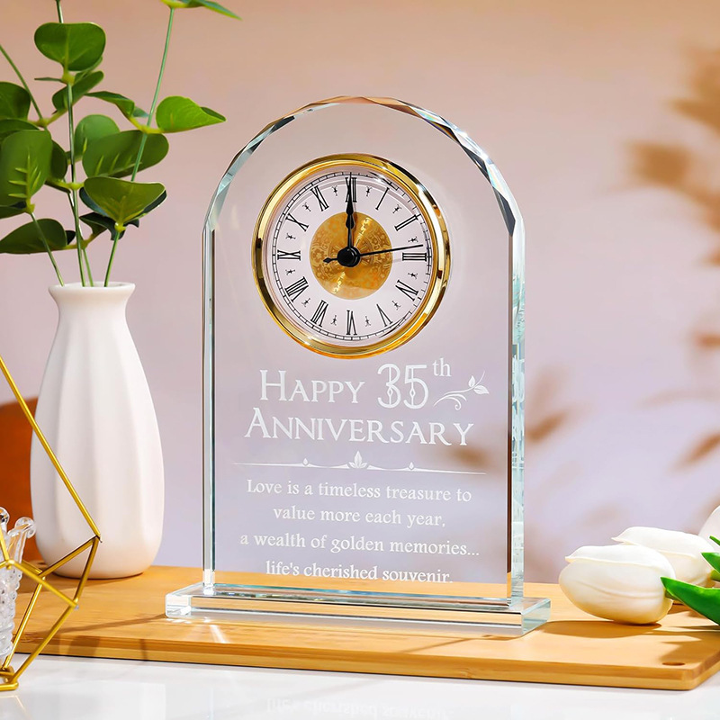 Amazon venta caliente reloj de cristal 80mm colmillos insertables artesanía con incrustaciones de reloj de cuarzo núcleo de reloj