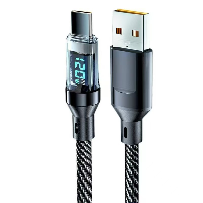 120W超高速充電スマートデジタルディスプレイApple 15/16 Huawei Honor Dual Typecノートブック充電ケーブルに適しています|undefined