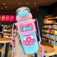 Magic bear graffiti star-coated thermos cup cute water cup with straw creative trendy cartoon student children's treasure portable