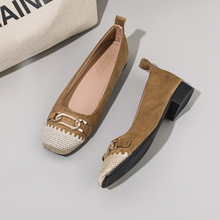 晚風草編刺綉法式平底芭蕾單鞋女2025年秋季軟底414243大碼女瓢鞋
