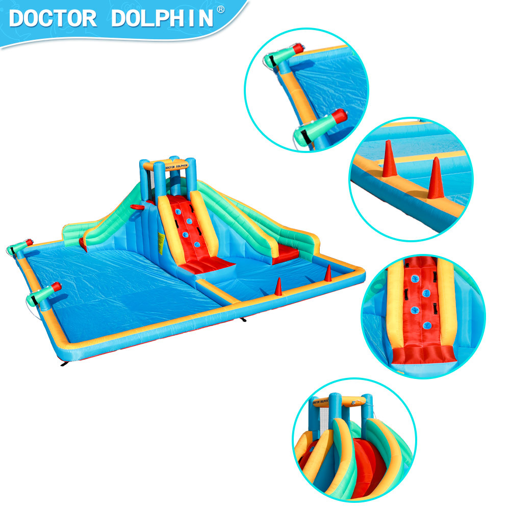 Castillo Inflable Familiar Doctor Dolphin, Tobogán Inflable, Castillo Acuático Infantil para Interiores, Trampolín, Parque de Diversiones para Fiestas al Aire Libre
