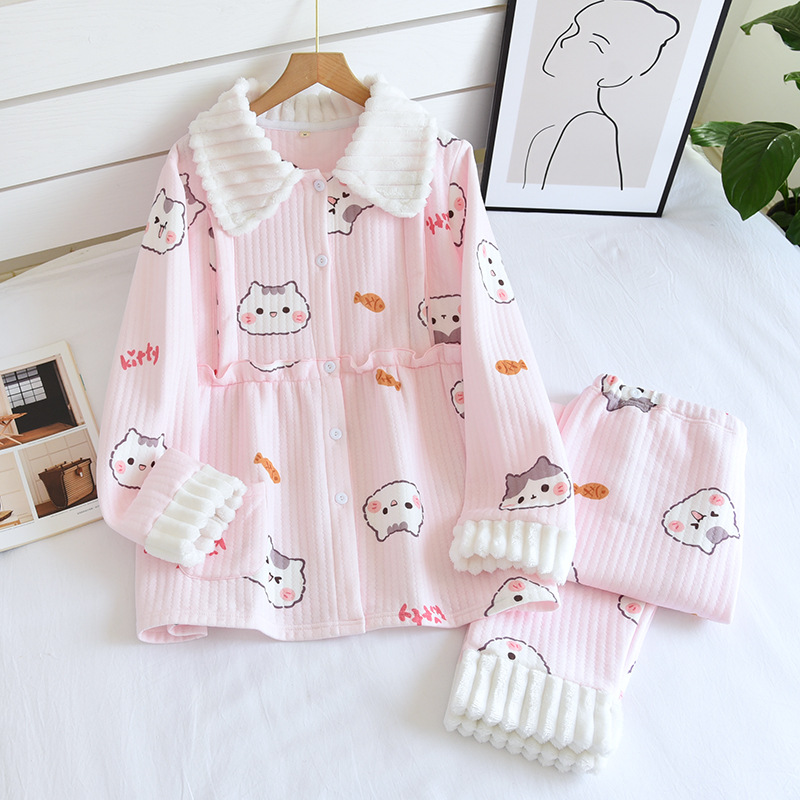 ZFQピンクの子猫-空気層ホワイトカラーの月子服