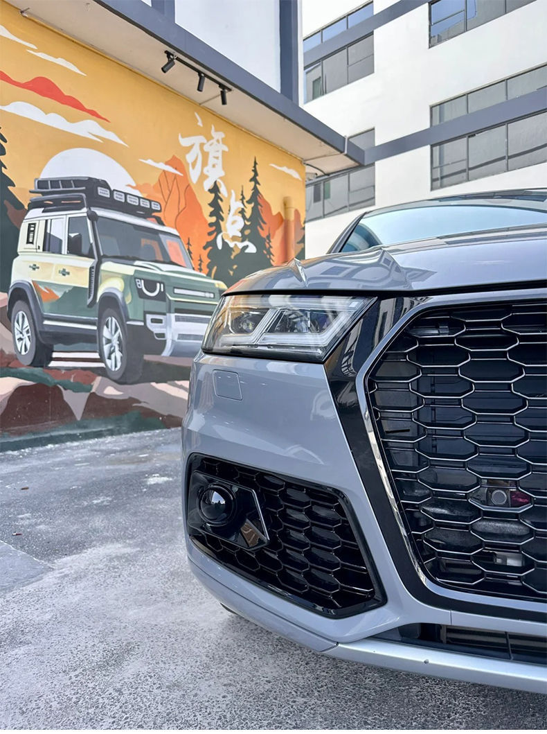 Applicable to 2018 2019 2020 Audi Q5 Fog Light Frame Grille Modification Rsq5 Mesh Glossy Black Non Sline
