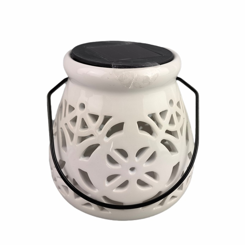 Lámpara solar de venta caliente transfronteriza, lámpara colgante de inducción al aire libre hueca, cielo estrellado creativo, luz nocturna de cerámica para interiores