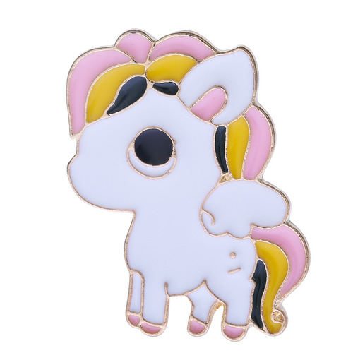 Cartoon anime cute rainbow pony unicorn bird deer animal brooch, alloy clothing bag flower